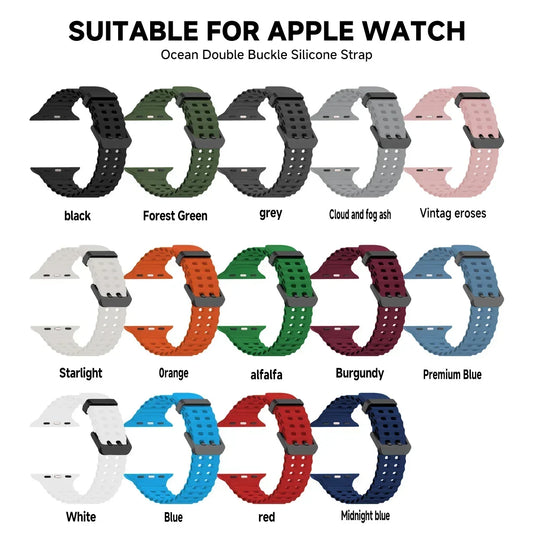 Ocean Silicone Band for Apple Watch Series 4–10 SE Ultra 2 (42–49mm)