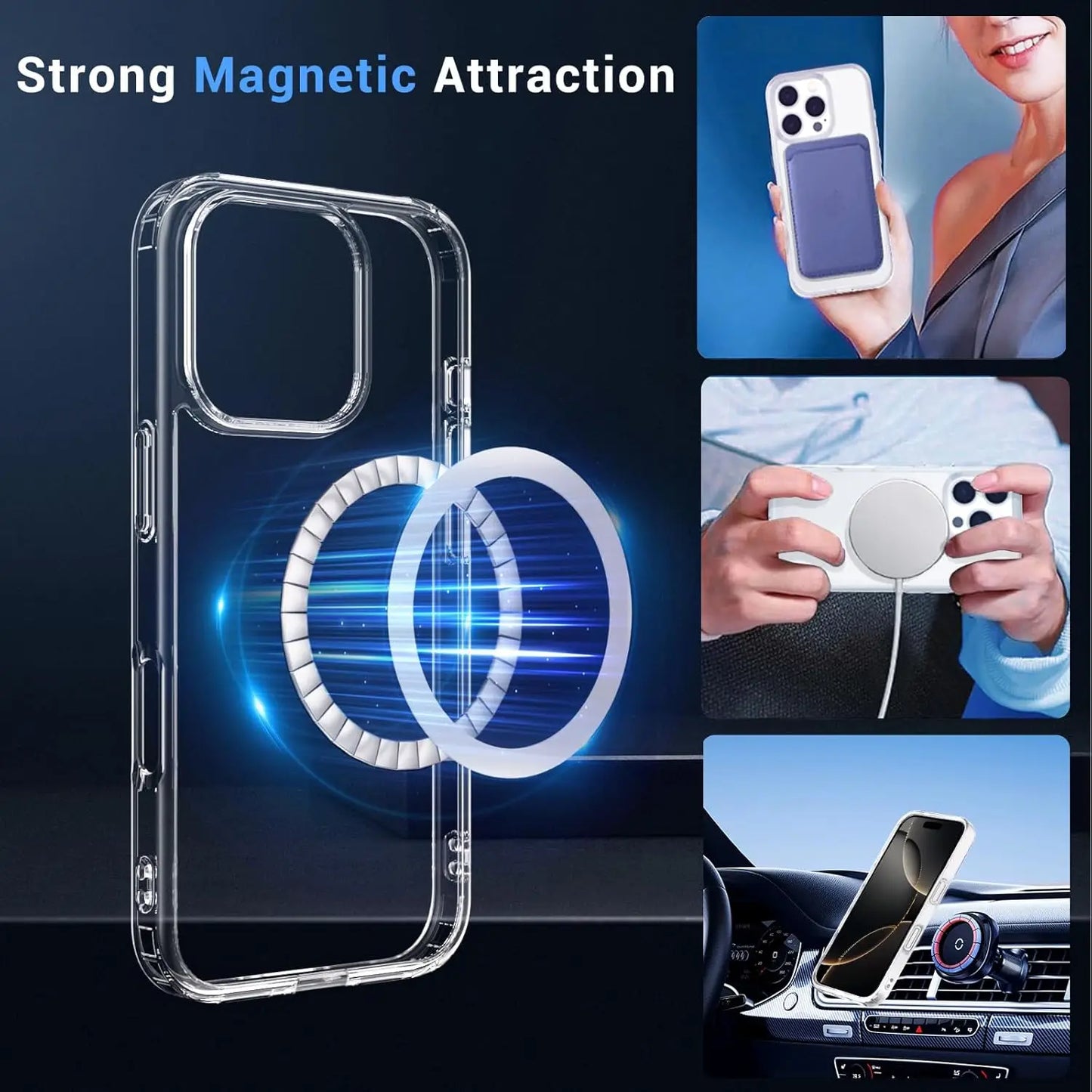 Anti-Yellowing Clear MagSafe Case for iPhone 16 15 14 13 12 11 SE