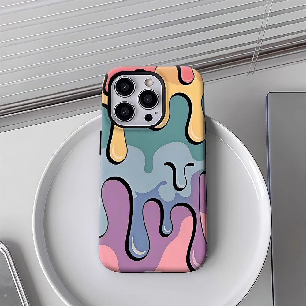 Fluid Pastels Case for iPhone 17 16 15 14 13 12 Pro Max Plus Double-Layer Cover