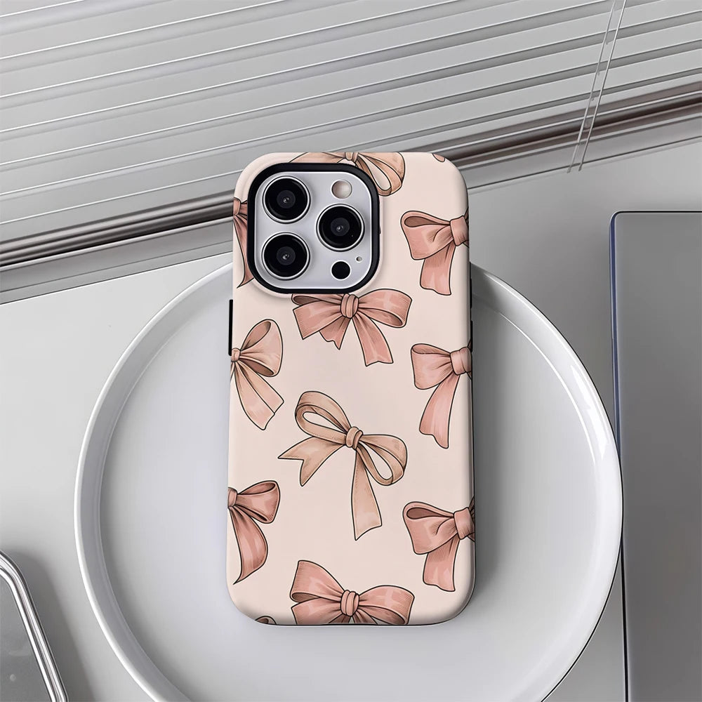 Pink Bow Pattern Case for iPhone 17 16 15 14 13 12 11 Pro Max Plus
