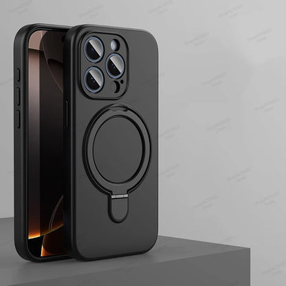 Magnetic Silicone Case with Kickstand for iPhone 11–14 Pro Max Plus