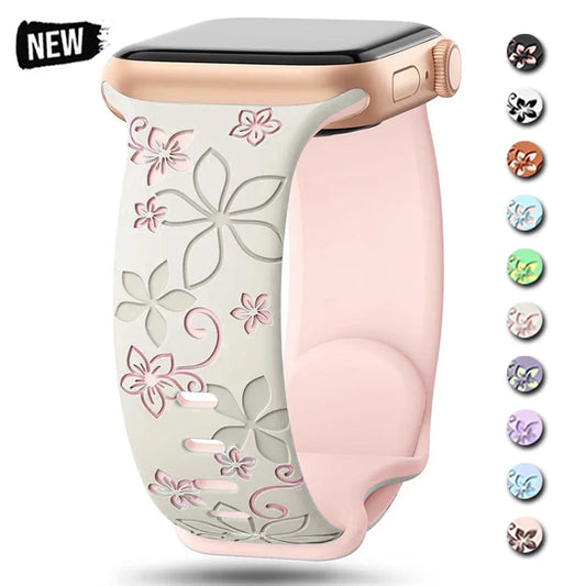 Engraved Silicone Strap for Apple Watch Ultra 9 8 7 6 SE 49mm 45mm 41mm 40mm