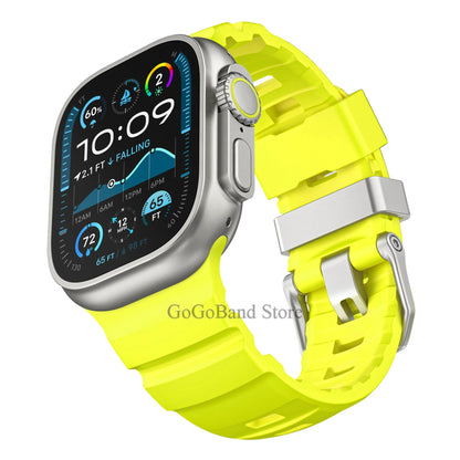 Fluorescent Silicone Bracelet for Apple Watch Series 4–10 & Ultra 2