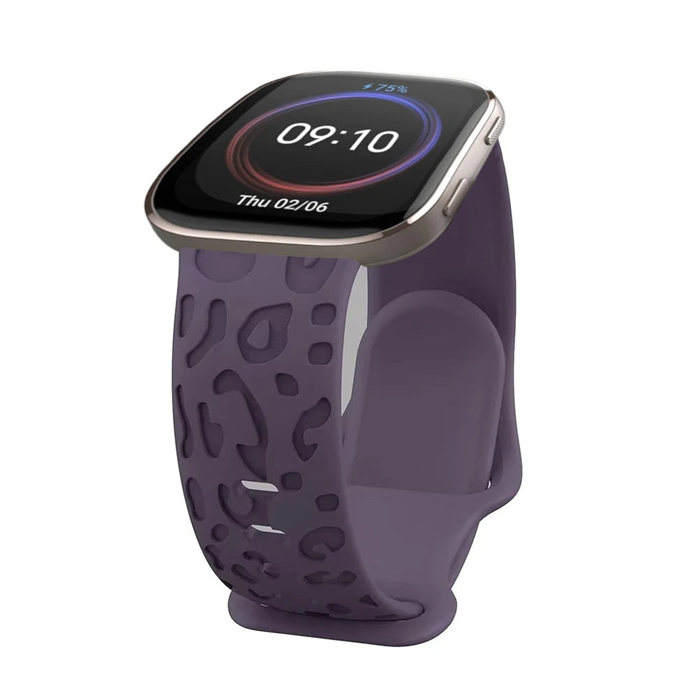 20mm Engraved Leopard Silicone Strap for Amazfit GTS 3/4 Mini BIP Smartwatch