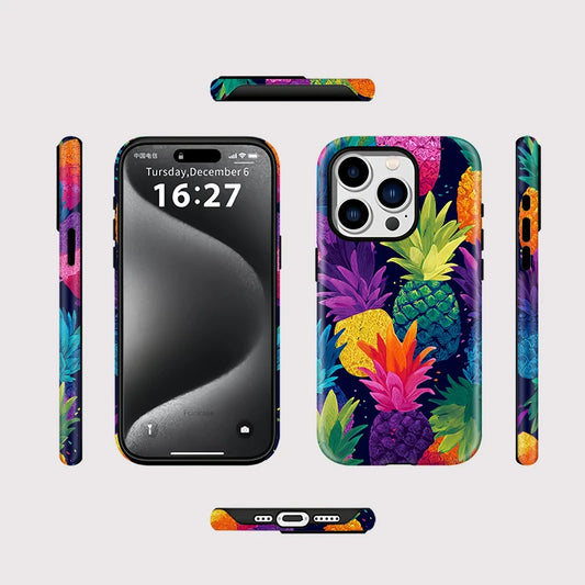Colorful Pineapple MagSafe Case for iPhone 16 15 14 13 12 11 Pro Max Plus