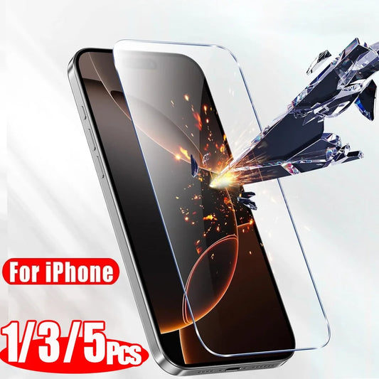 HD Tempered Glass Screen Protector – 1/3/5PCS for iPhone 11–17 Pro Max