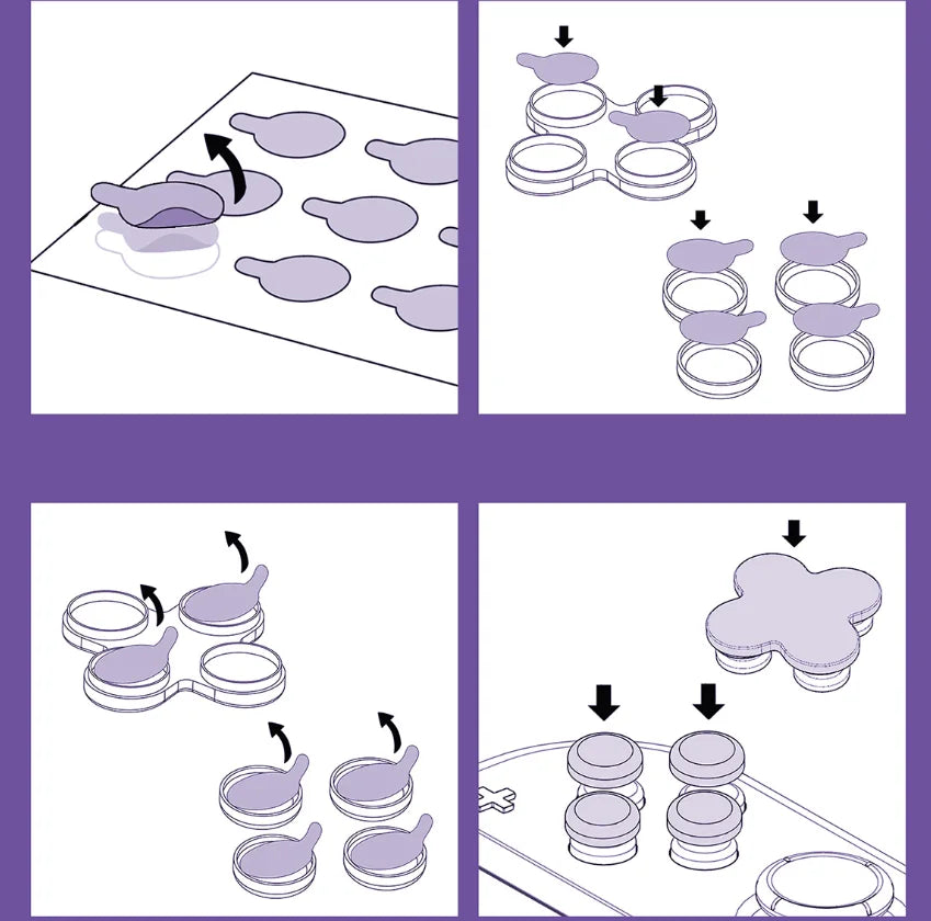 Purple Devil D-Pad & ABXY Key Stickers for Switch 2/OLED | Joy-Con Grip Set