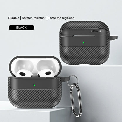 Waterproof Carbon Fiber Silicone Case for AirPods Pro 2 & 3 – Shockproof & Hook