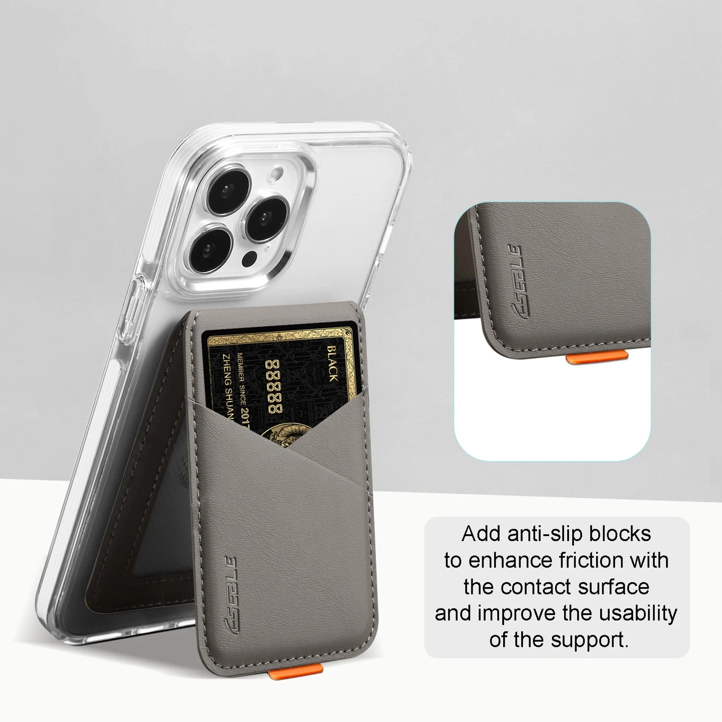 Luxury MagSafe Leather Card Holder for iPhone 17 16 15 14 13 Pro Max RFID Safe