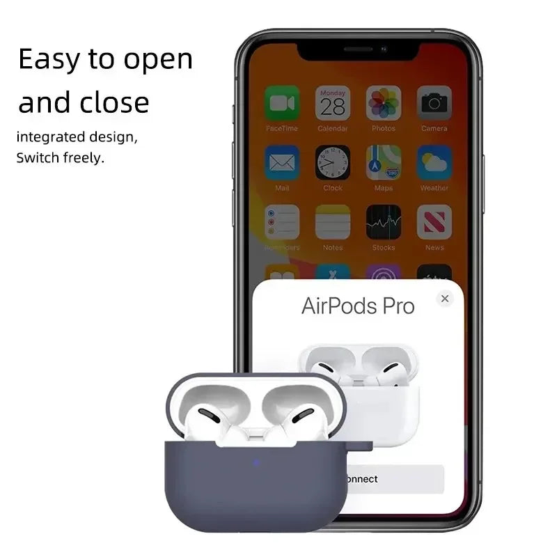 Solid Color Silicone Protective Case for AirPods Pro Soft Bluetooth Cover