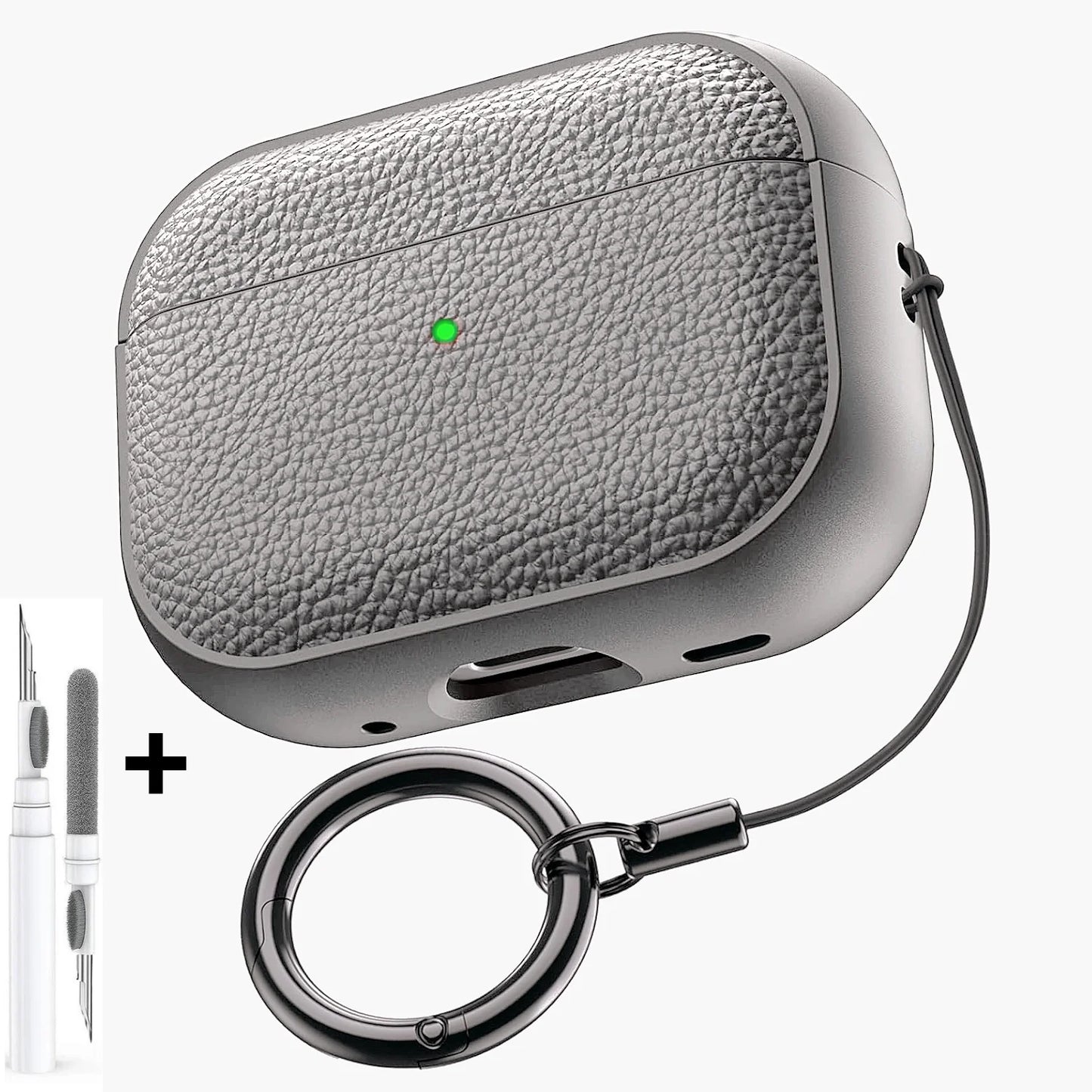 Leather Pattern TPU Case for AirPods Pro 3 – Full Protection with Keychain