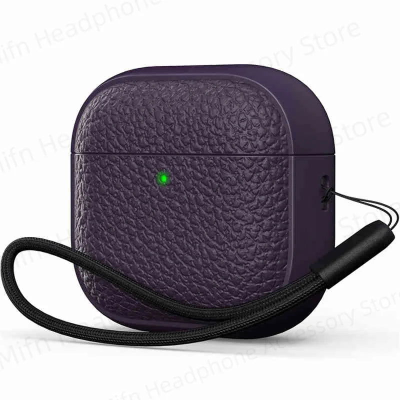 Leather Texture AirPods Pro 3 (2025) Case – Full Protection with Lanyard & Kit