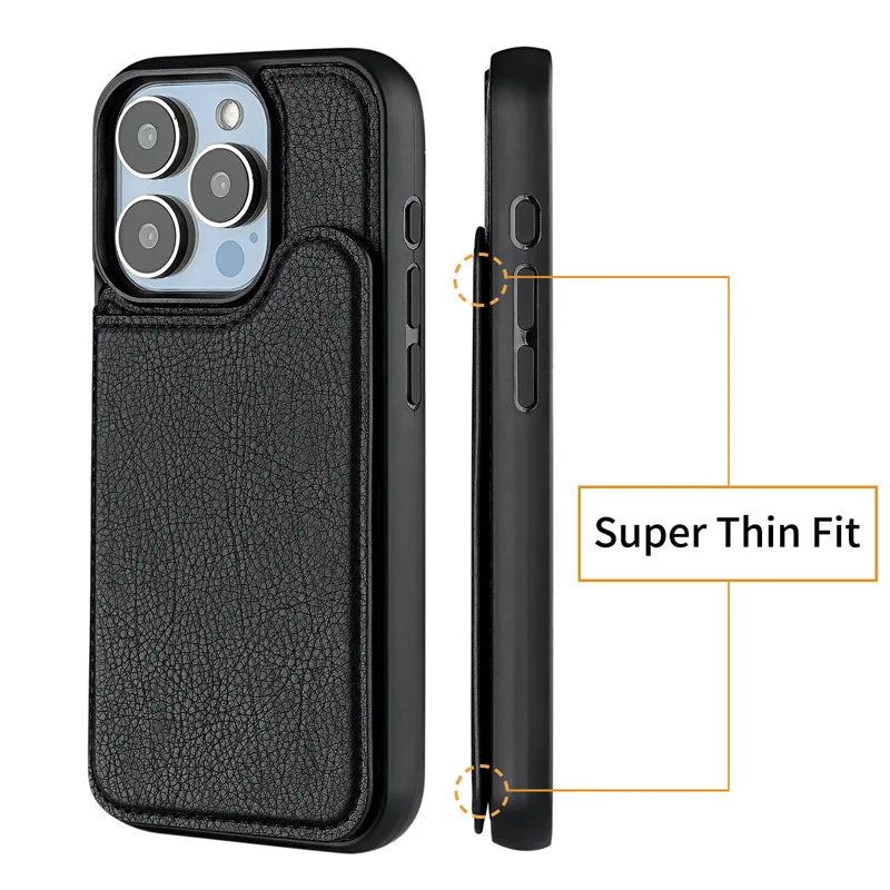 MagSafe Flip Leather Wallet Case for iPhone 17 Air 16 15 14 13 12 Pro Max