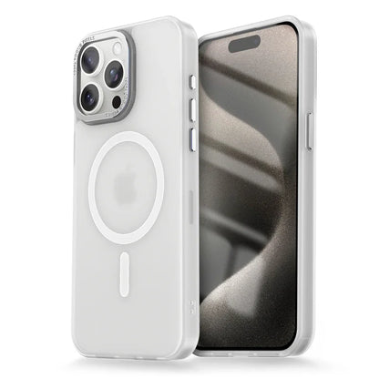 Matte Transparent MagSafe Case with Metal Lens Ring for iPhone 14 Pro Max/Plus