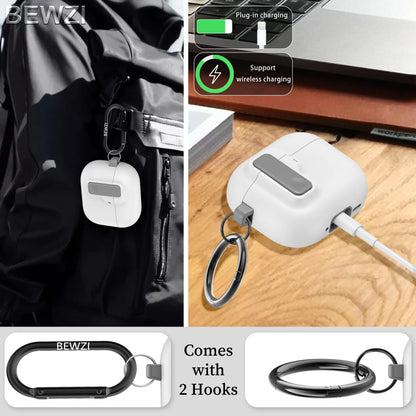 Protective Case for AirPods 4 with Pushbutton Switch and Magnetic Pop-Open Lid