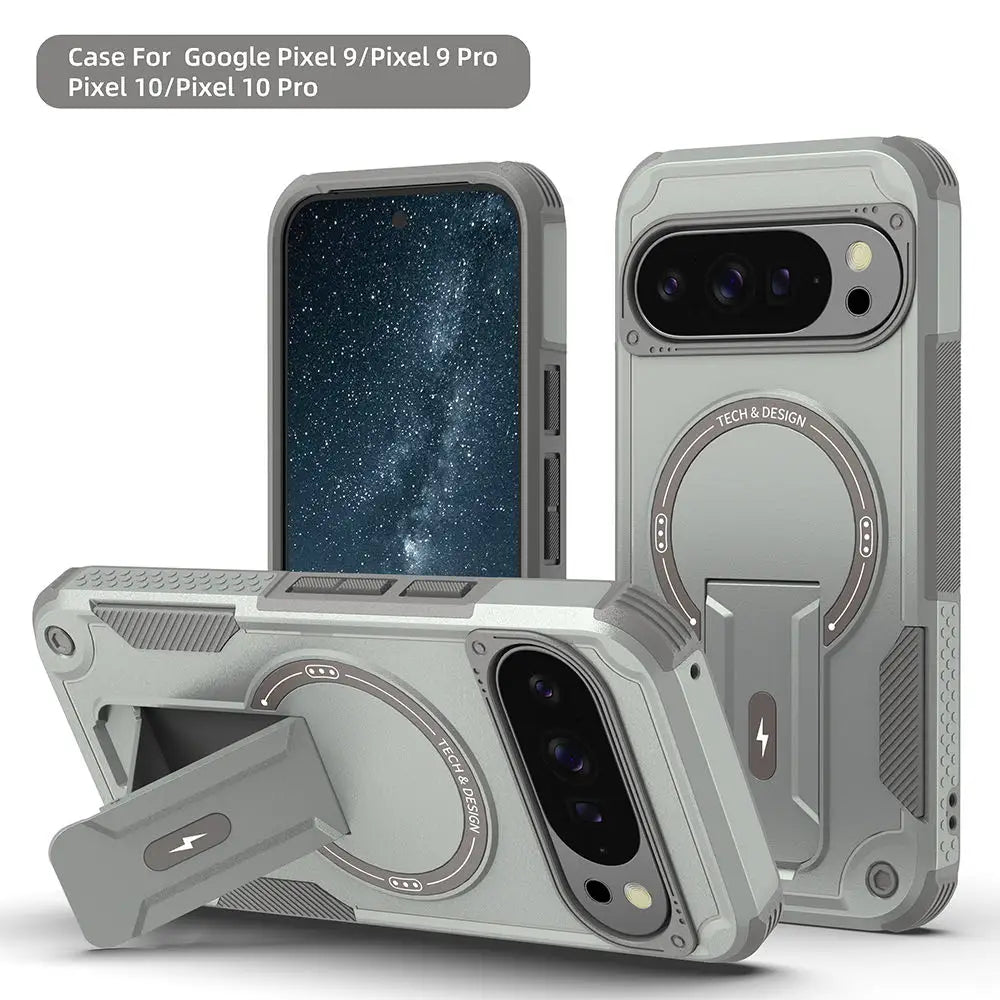 Heavy-Duty Armor MagSafe Case for Google Pixel 10/9 Pro – Rugged Stand Cover