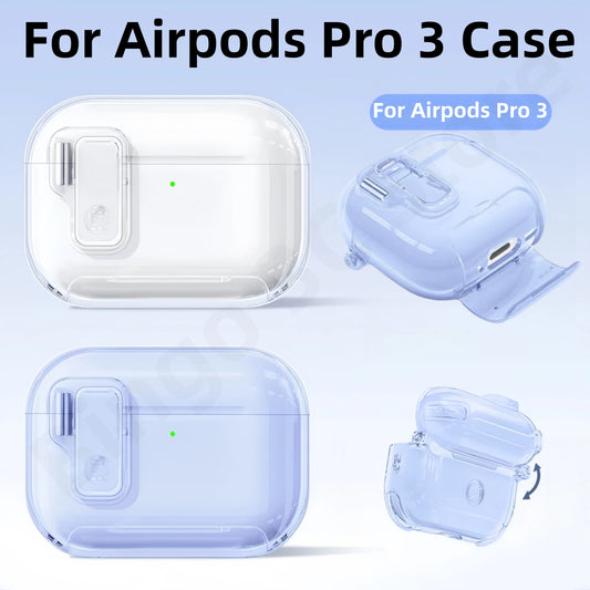2025 Clear Magnetic Lock Case for AirPods Pro 3 with Stand & Cleaning Kit