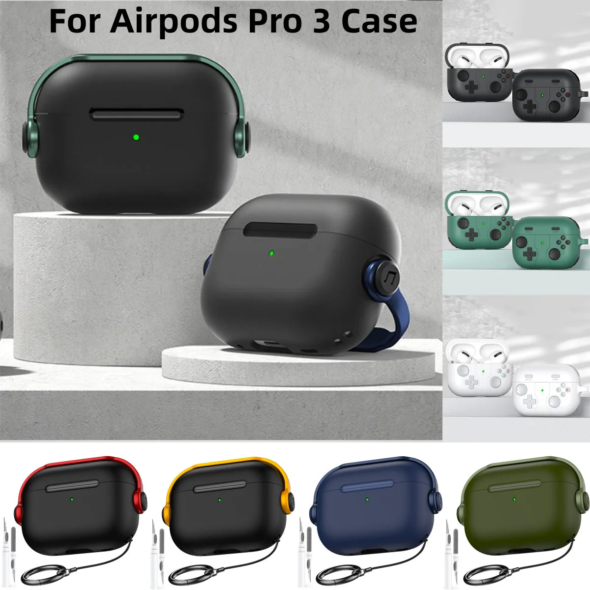 AirPods Pro 3 Case – Cute Music Design with Keychain & Cleaning Kit Included