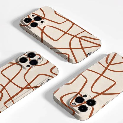 Rust Abstract Curves Case for iPhone 17 16 15 14 13 12 Pro Max Plus