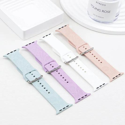 Engraved Silicone Solo Loop Band for Apple Watch Ultra, Series 9–1