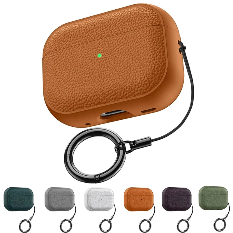 Elegant Leather AirPods Case with Hook – For All Generations and Pro Models
