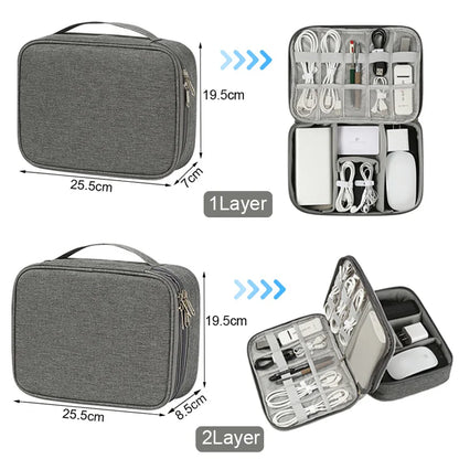 Waterproof Travel Cable Organizer Bag – USB Charger & Wire Storage Case