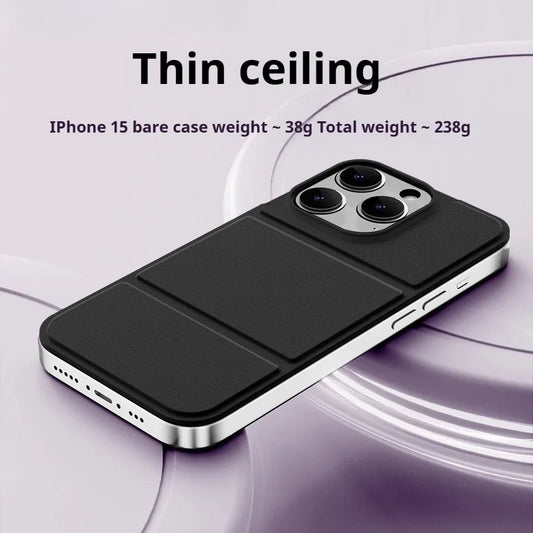 Ultra-Thin Magnetic iPhone Case with 3-Fold Rotating Bracket for 16 Pro Max / 15 Series