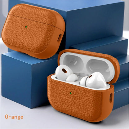 Leather Pattern TPU Case for AirPods Pro 3 – Full Protection with Keychain