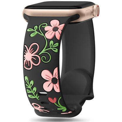 Engraved Strap For Apple Watch Band 11 10 42mm 46mm Silicone Correa Bracelet iWatch Series 10 9 8 7 SE 6 45/44/40mm Ultra2/3