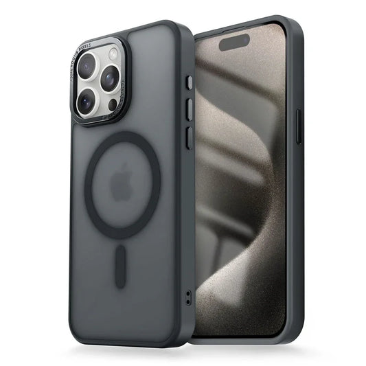 Matte Transparent MagSafe Case with Metal Lens Ring for iPhone 11–13 Pro Max