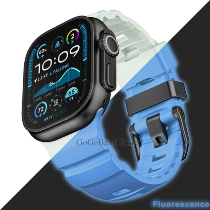 Fluorescent Silicone Bracelet for Apple Watch Series 4–10 & Ultra 2