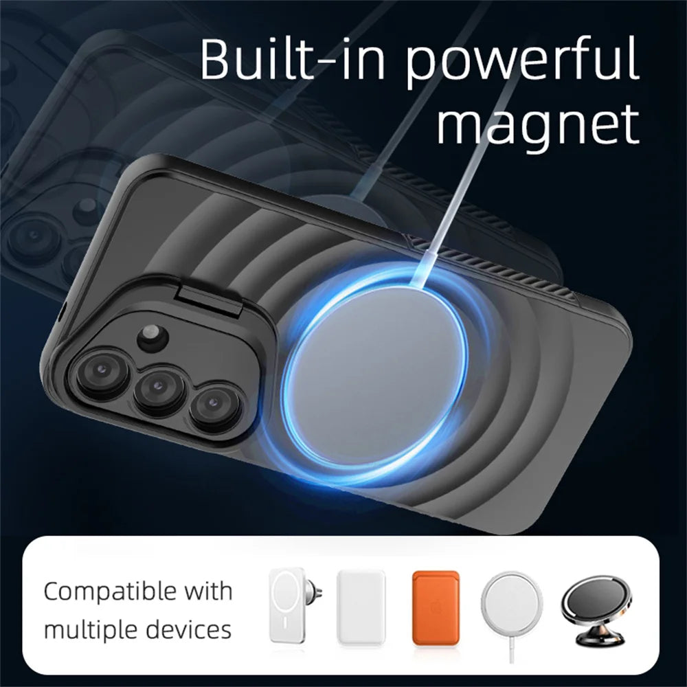 Invisible Lens Stand MagSafe Magnetic Case for Samsung S25 Ultra S25 Plus Edge