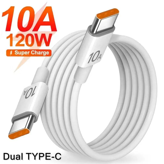 120W 10A Dual USB-C to Type-C Fast Charging Cable for iPhone 15 Samsung