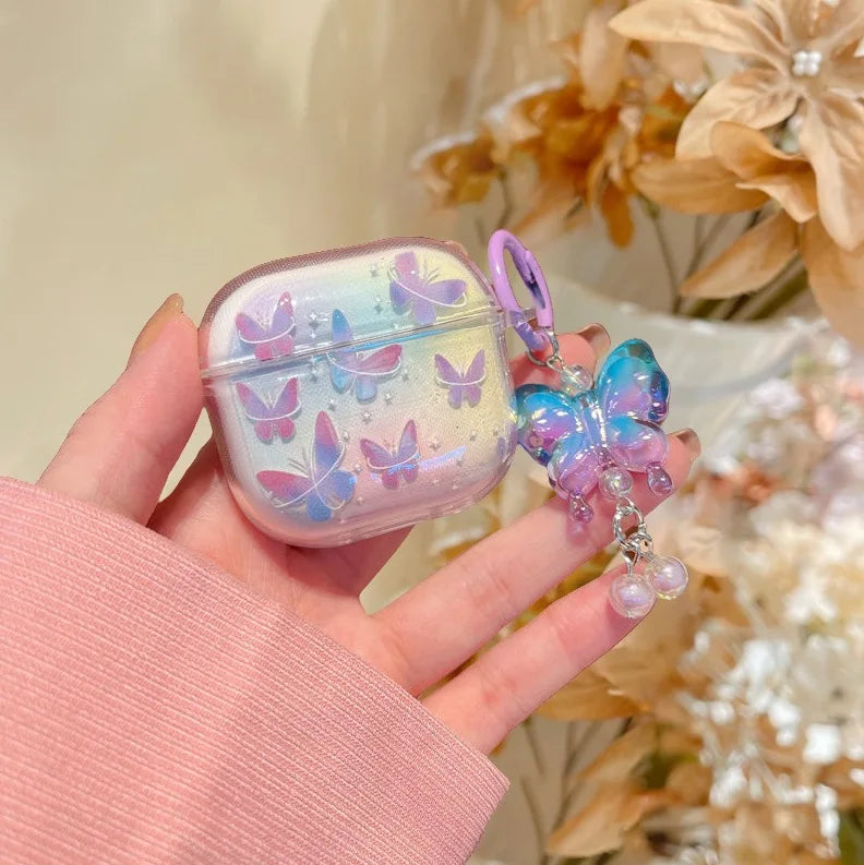 Fashion Flower Case for AirPods 4 & Pro 2–1 | Cute Earphone Cover with Keychain