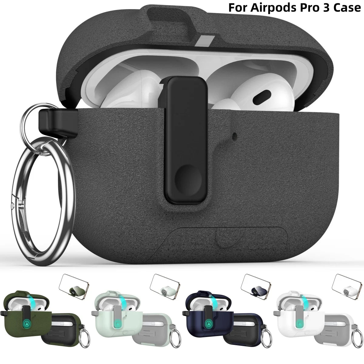 AirPods Pro 3 Protective Case with Stand, Cleaner & Magnetic Lock – Sand Stone