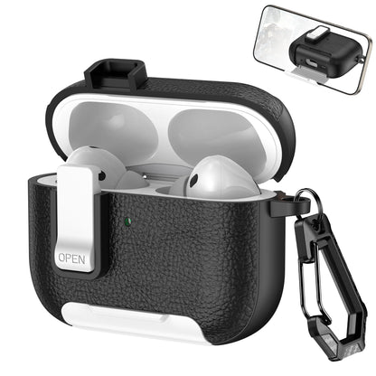 2025 New AirPods Pro 3 Leather Protective Case with Secure Lock & Bracket Cover