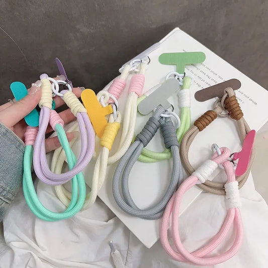 Cute Pastel Wrist Strap Lanyard for Phone – Macaron Color Charm Chain