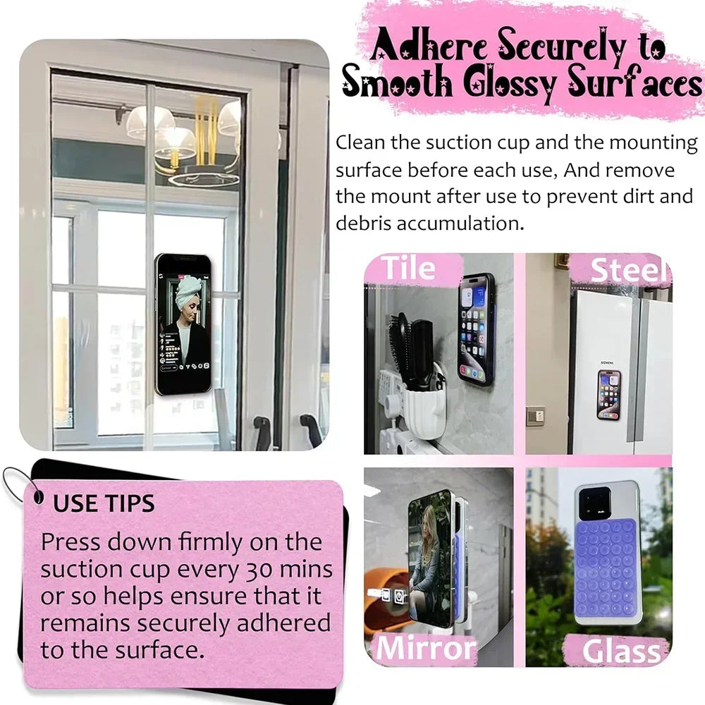 Double-Sided Silicone Suction Cup Phone Stand Strong Anti-Slip Detachable