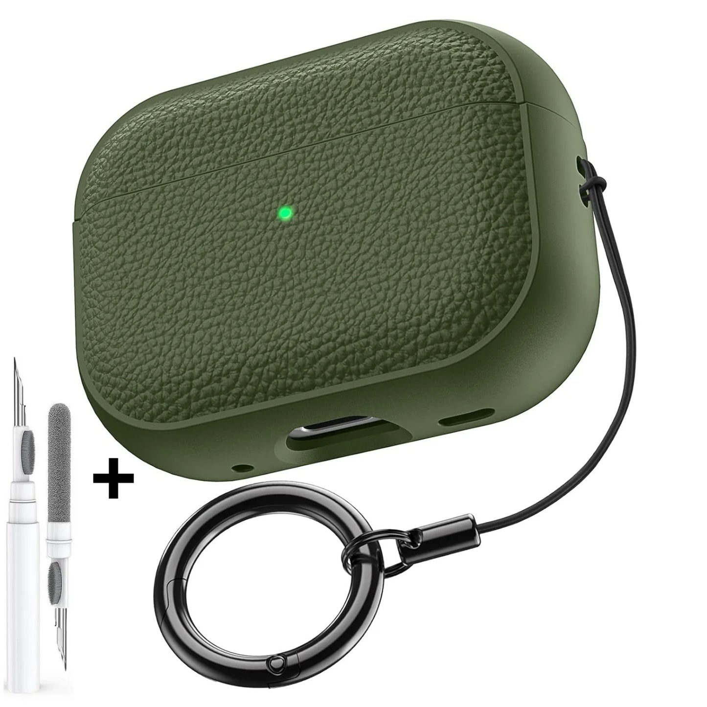 Leather Pattern TPU Case for AirPods Pro 3 – Full Protection with Keychain