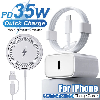35W PD Magnetic Wireless Charger for iPhone 15–X | Fast USB-C Charging Pad