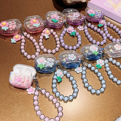 Korean Floral TPU Case for Lenovo LP40 Pro/LP40S | Clear Cover with Beaded Charm