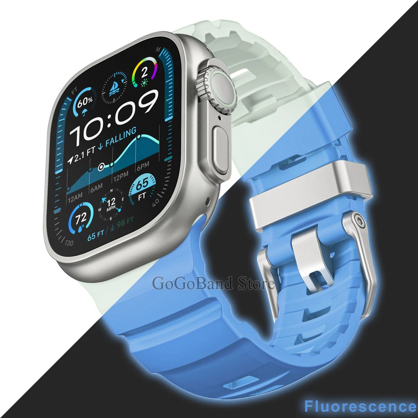 Fluorescent Silicone Bracelet for Apple Watch Series 4–10 & Ultra 2