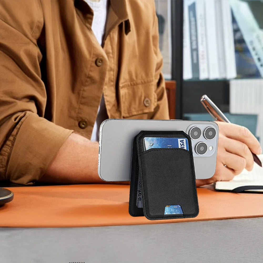 Luxury MagSafe Leather Wallet Case for iPhone 16–12 | Magnetic Card Holder