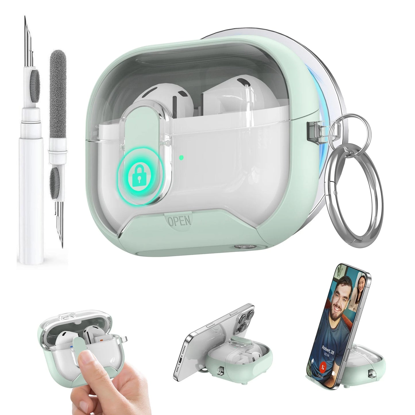 Secure Lock Case for Samsung Galaxy Buds 3 / 3Pro with Phone Stand