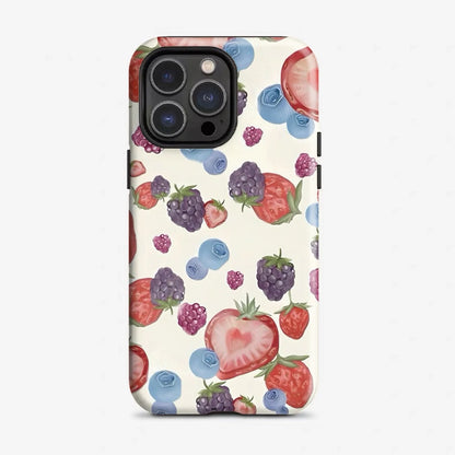 Cute Fruit Pattern 2-in-1 Glossy Tough Case for iPhone 17 Air 16 Pro Max 15 14 XR