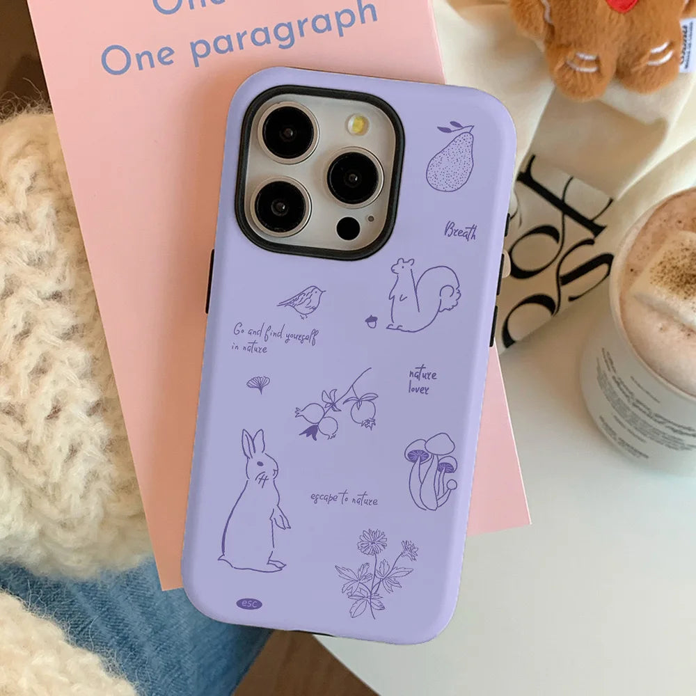 INS Purple Healing Rabbit Case for iPhone 15 Pro Max 14 13 12 11 Pro Plus