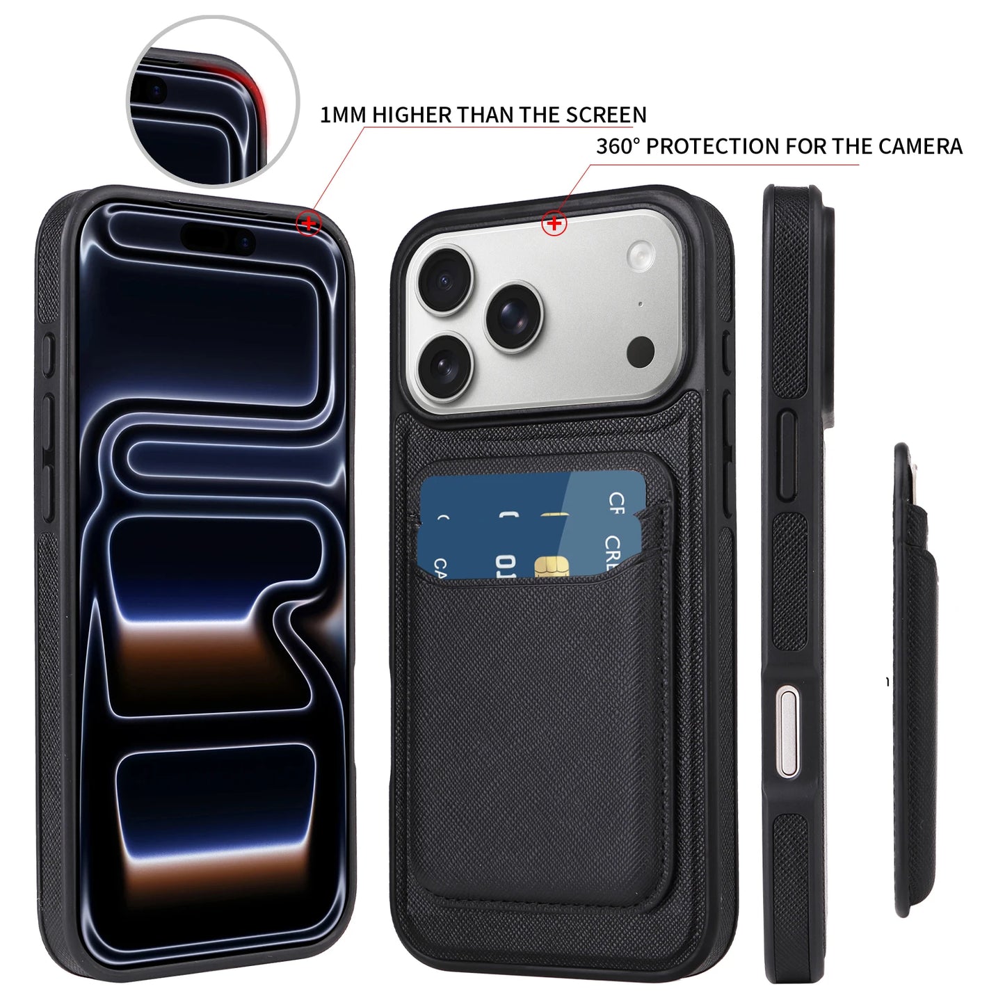 Business Minimalist Cross-Grain Leather Case for iPhone 17 Pro Max / 17 Air with MagSafe