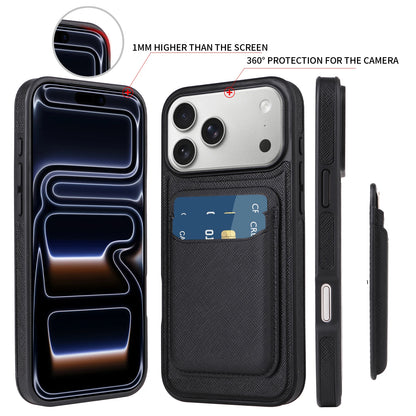 Business Minimalist Cross-Grain Leather Case for iPhone 17 Pro Max / 17 Air with MagSafe