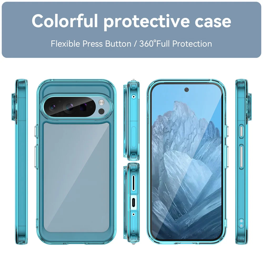 Fashion Transparent Acrylic Case for Google Pixel 9–7 Pro & 10 Pro XL – Shockproof