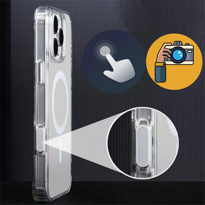 Luxury Camera Touch Control MagSafe Case for iPhone 16 Pro Max 16 Plus Clear Cover